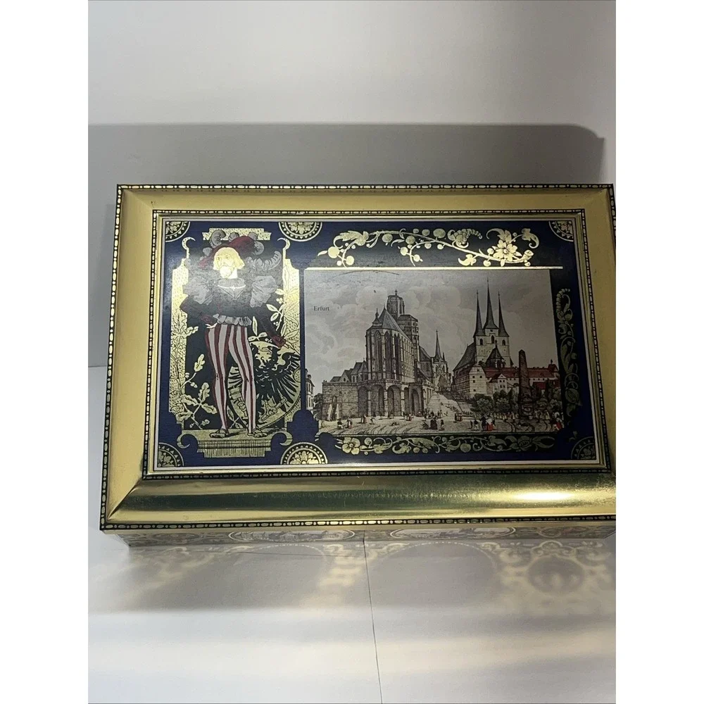 Henry Lambertz GMBH‎ & Co Tin Biscuit Box Hinged Chest 1998 Aachen Germany 14.5